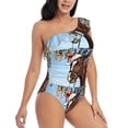 thumbnail image 3 of Haiem Christmas Horse Women's One Piece Swimsuits Tummy Control One Shoulder Bathing Suits Ruffle Swimwear-Medium, 3 of 8