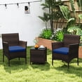 thumbnail image 4 of Gymax 3 PCS Outdoor Conversation Set w/ Cushioned Seat & Tempered Glass Tabletop, 4 of 10