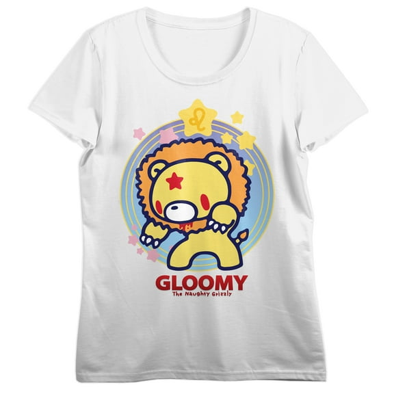 Gloomy Bear Leo Gloomy Crew Neck Short Sleeve Women's White T-shirt-XS