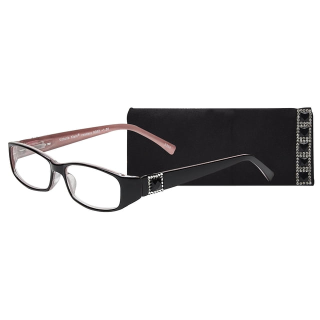 Select-A-Vision Lunettes de Lecture Rectangulaires Victoria Klein Crystals 9092 Roses pour Femmes, 27 mm + 1.75