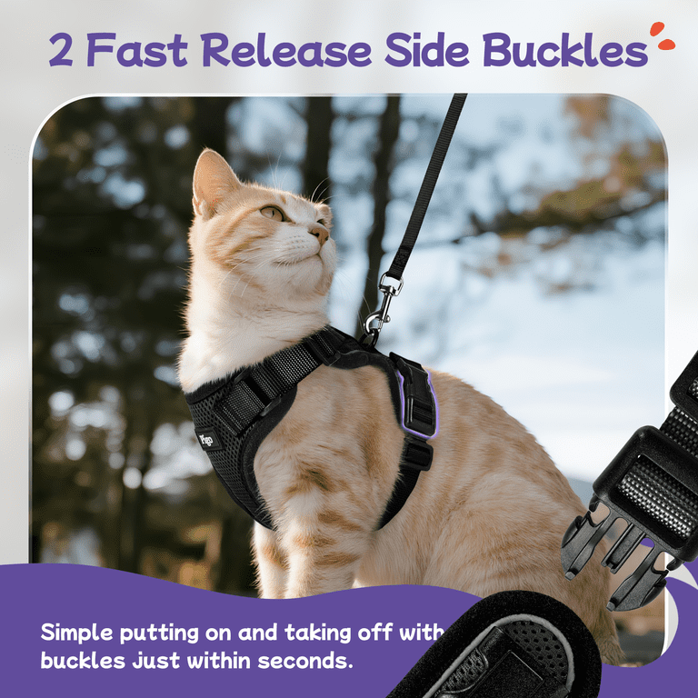 Pigo Cat Harness and Leash, Escape Proof Black photo 5