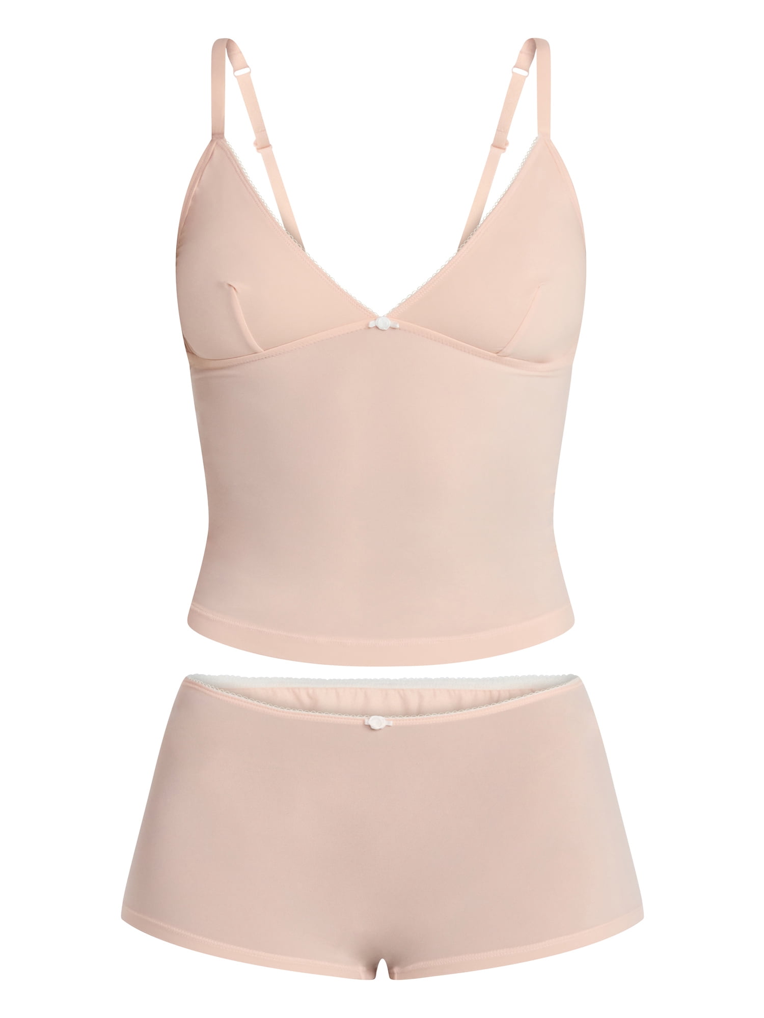 No Boundaries Fit Stretch Picot Trim Cami and Shorts Pajama Set, 2-Piece, Women's XS-XXXL