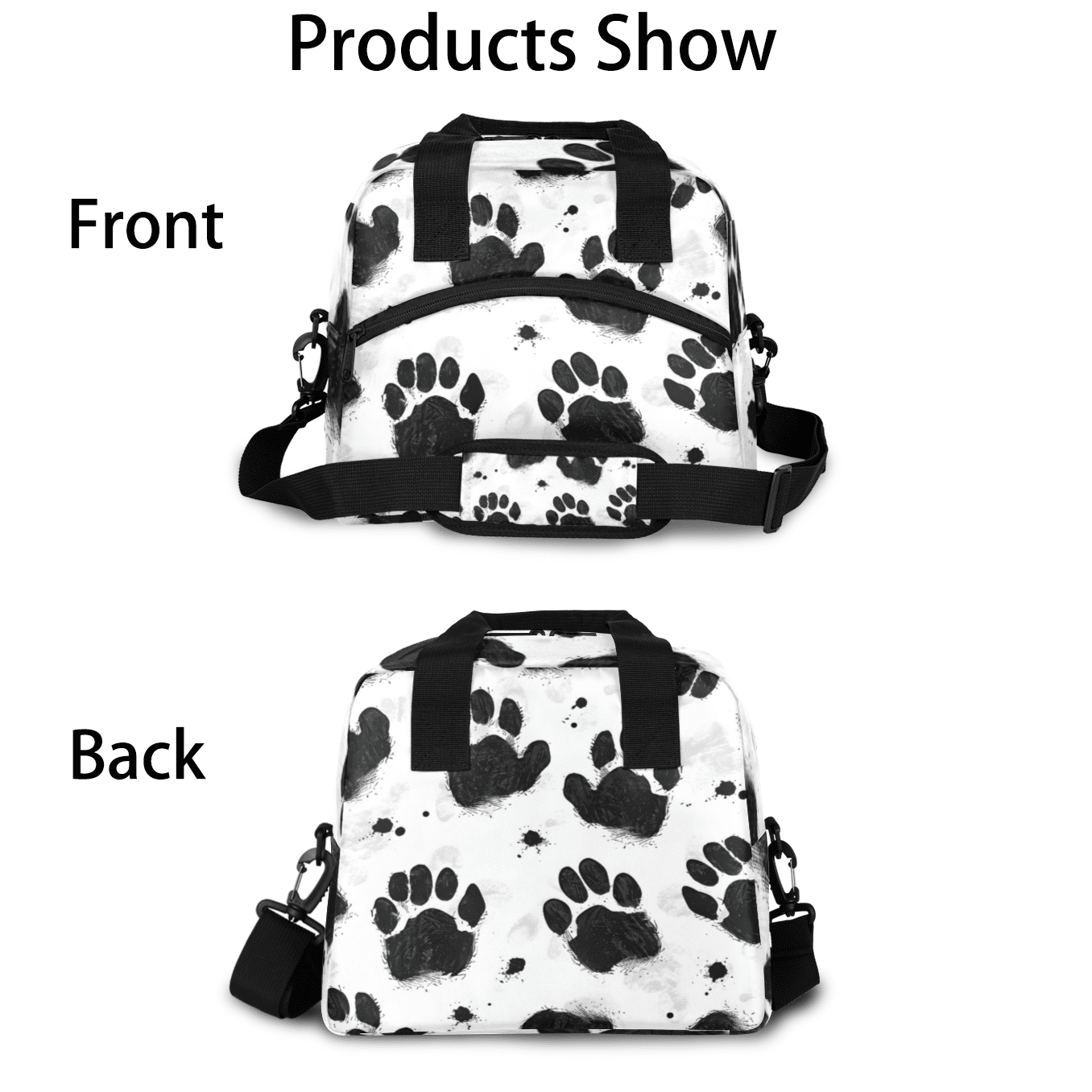 Herdesigns Animal Paw Prints Insulated Lunch Bag for Women Men Adults Large Reusable Lunch Box Dog Paw Leakproof Cooler Tote Bags with Adjustable Shoulder Strap