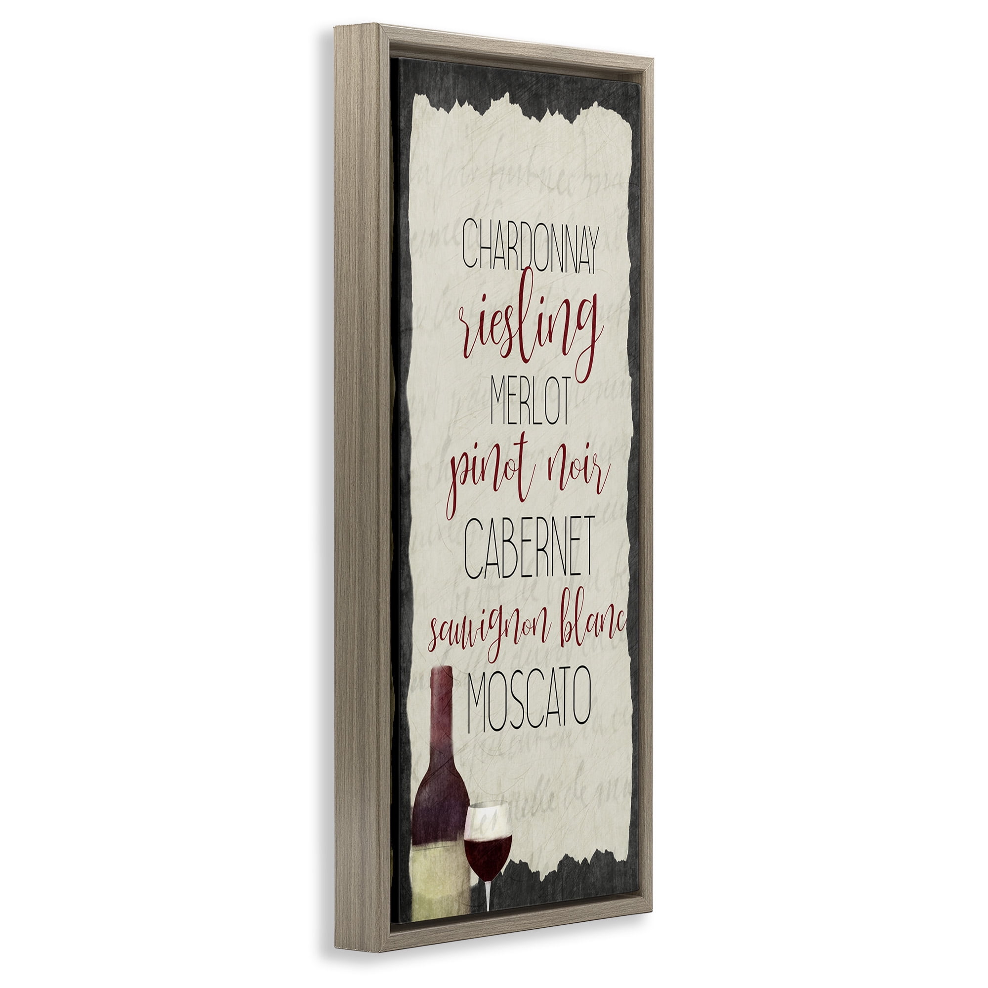 Stupell Industries Country Kitchen Wine List Food & Beverage Painting Brown Floater Framed Canvas Art Print Wall Art, 11 x 25