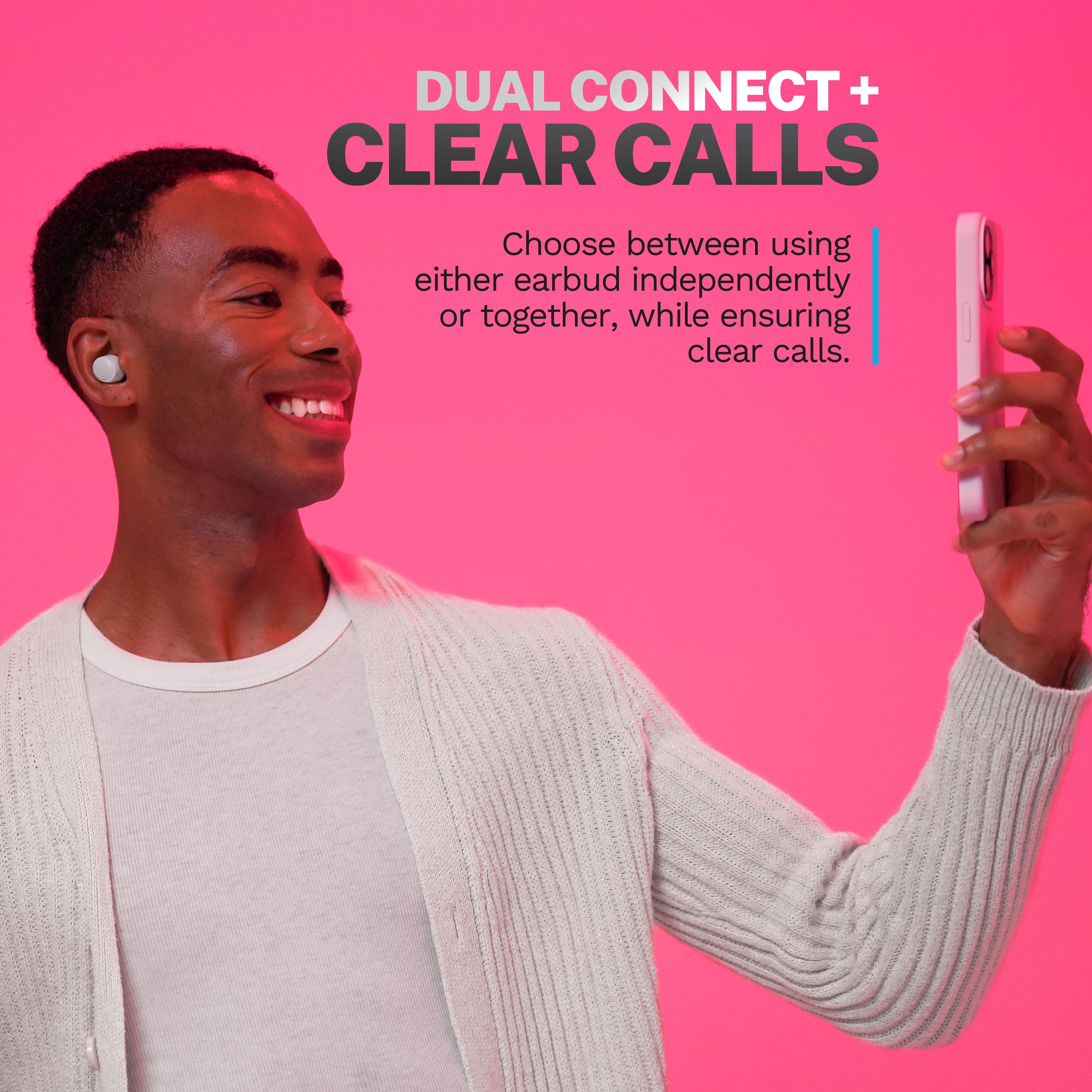 JLab Go Pop+ True Wireless Earbuds, Cloud White, Bluetooth 5.3, Dual Connect, IPX4, Be Aware Mode, Custom Sound & Controls via App