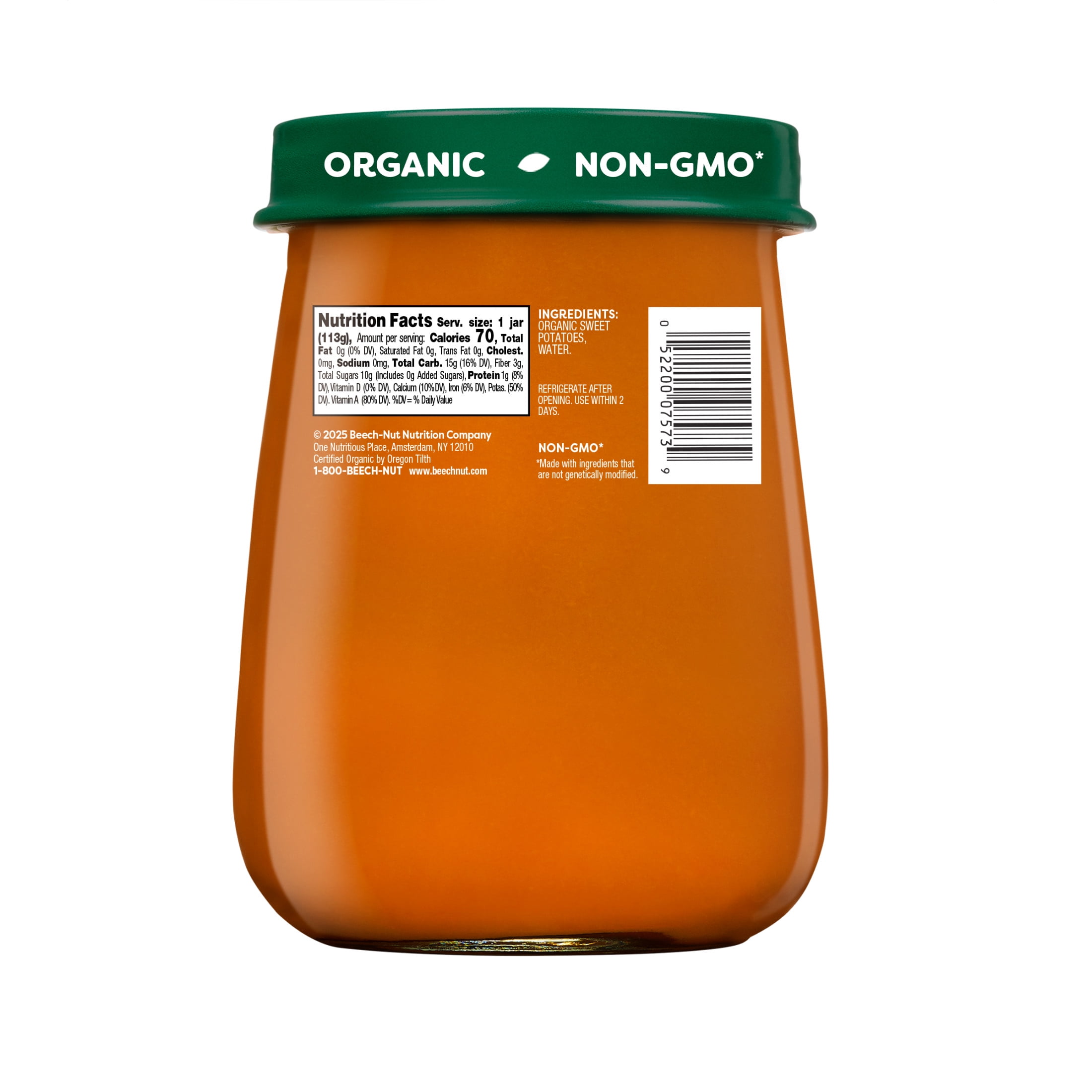 (3 pack) Beech-Nut Organics Stage 1 Organic Baby Food, Sweet Potato, 4 oz Jar