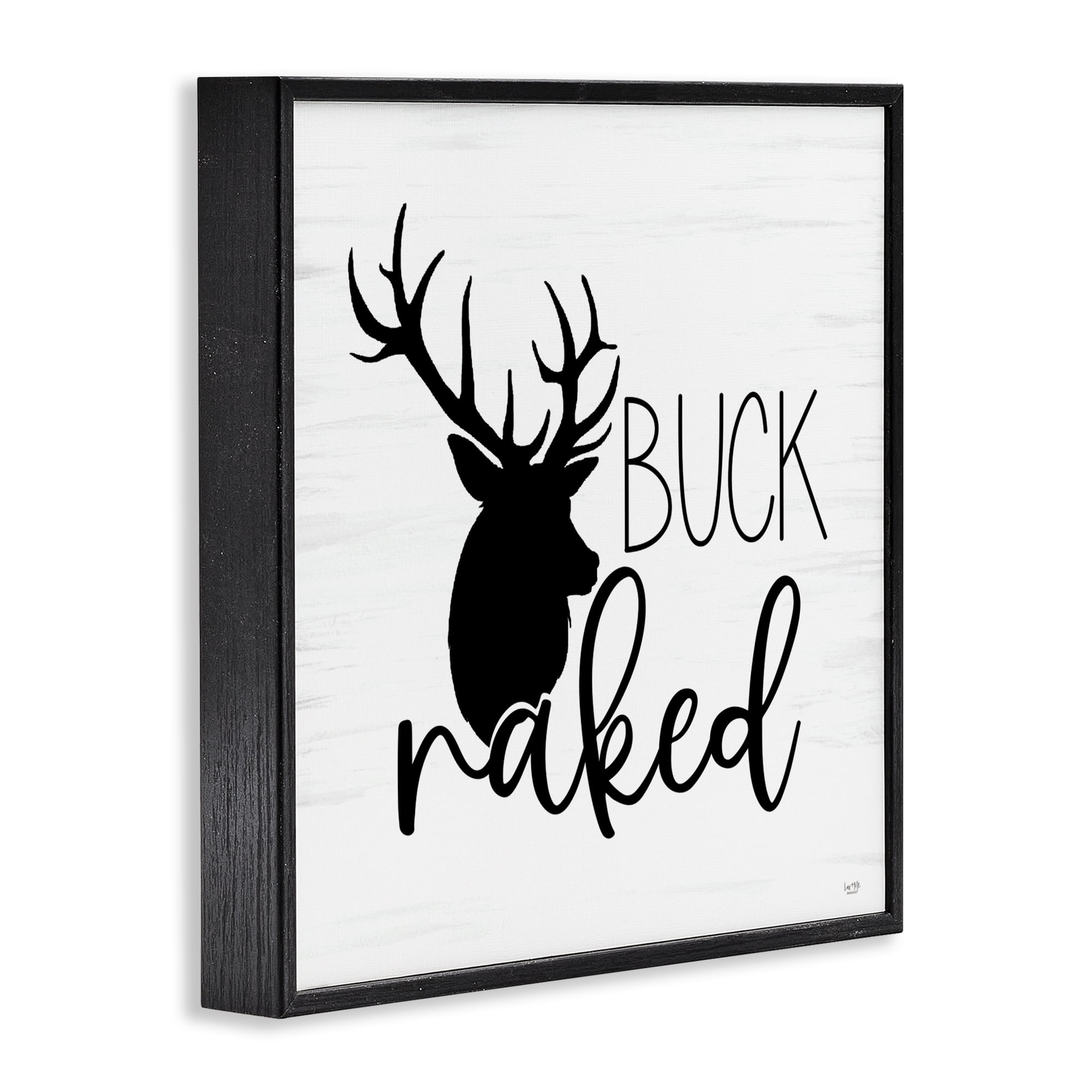 Stupell Industries Buck Naked Silhouette Black Framed Giclee Art, design by Lux + Me Designs
