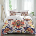 thumbnail image 2 of Boho Flowers Bedding 3 Piece Duvet Cover Set California King, Abstract Bohemian Colorful Retro Floral Soft Microfiber Comforter Cover with Zipper Closure & Pillowcases, FadeResistant Quilt Cover, 2 of 9