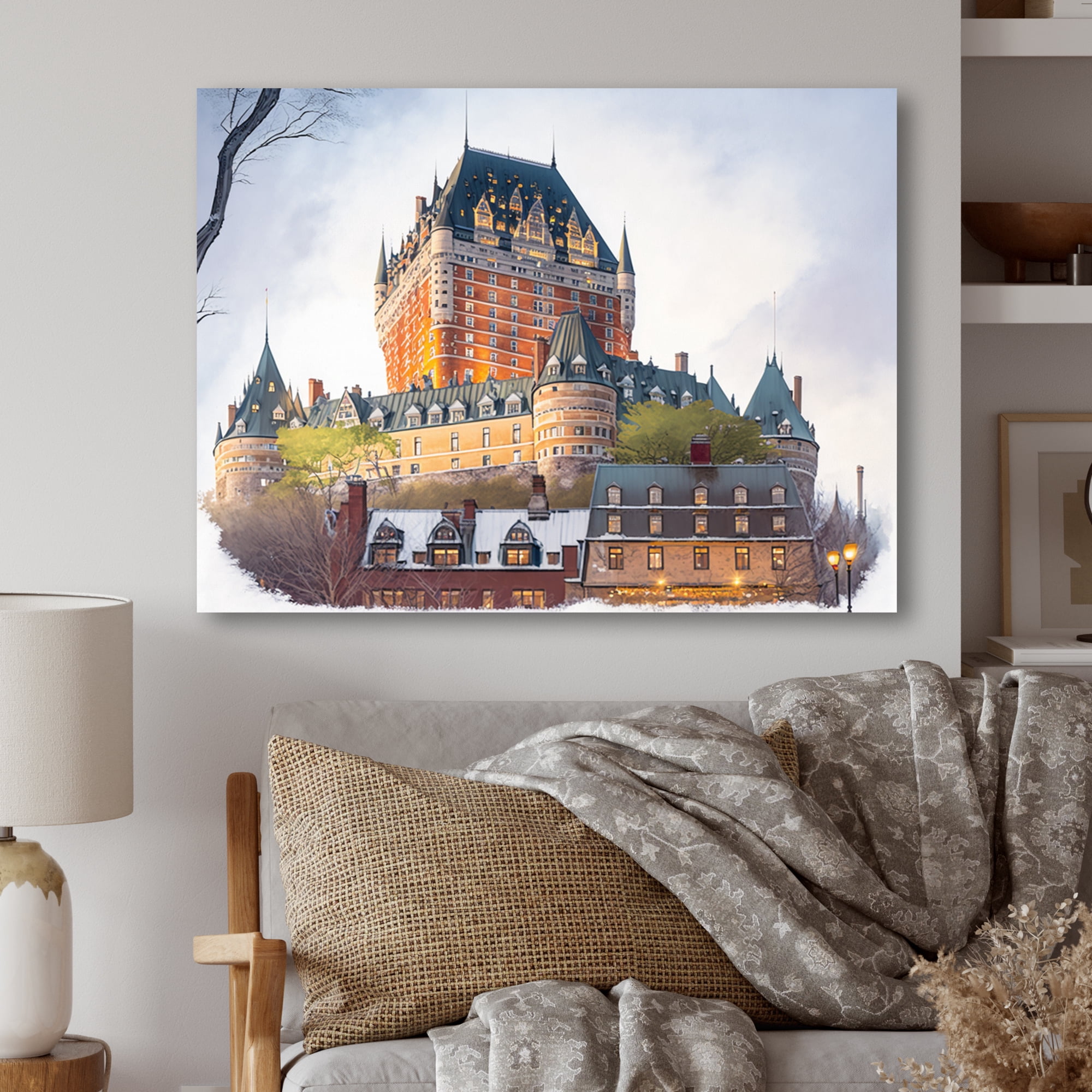 Designart Fall Season Chateau Frontenac III Canvas Wall Art