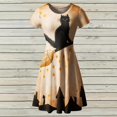 thumbnail image 2 of Mujeres de Halloween Sexy Casual cuello redondo vestidos de verano Midi longitud Swing verano estampado playa A-line vestido de manga corta Pompotops  ghjkhdj14924, 2 of 5