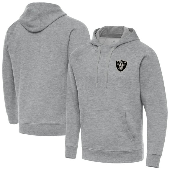 Men's Antigua Heather Gray Las Vegas Raiders Brushed Carbon Victory Pullover Hoodie