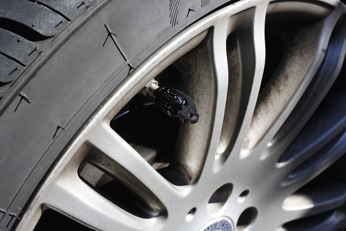 Xotic Tech Tire Wheel Valve Stem Air Dust Cover Caps Set Gray Metal Grenade  Bomb(4pcs)