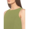 thumbnail image 4 of eloria Women's Georgette Midi Boat Neck Sleevless Pleated Design Summer Dress, Color : Light Green | Size : 3XL, 4 of 6