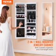 thumbnail image 2 of VEVOR Mirror Jewelry Cabinet 47.05in Lockable Wall or Door Mounted Armoire White, 2 of 11