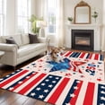 thumbnail image 3 of Independence Day Washable Living Room Rugs 6'x9', 250th Years American Flag Red Blue Star Fireworks Low Pile Throw Large Area Rug Non-Slip Sturdy Edge Binding Carpet for Dining Room Kitchen Office, 3 of 9