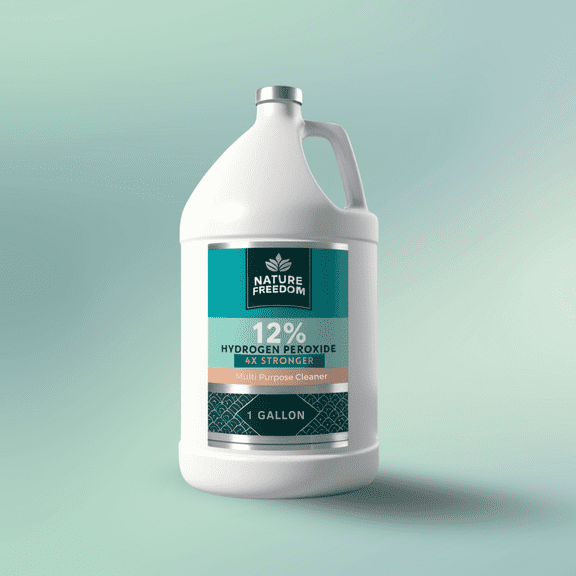 Nature's Freedom 12% Hydrogen Peroxide Concentrate, Food Grade Household Cleaner, 1 Gallon
