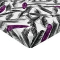 thumbnail image 4 of Ambesonne Boho Feathers Fitted Sheet, Japanese Fuzz Pattern, Queen Size, Purple Charcoal Grey, 4 of 5