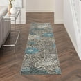 thumbnail image 3 of 2â€™ x 10â€™ Charcoal and Blue Big Flower Runner Rug, 3 of 5
