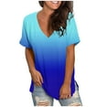 thumbnail image 2 of Tdoqot Womens Tops Trendy- Short Sleeve V-Neck Casual Loose Fit Summer T Shirts Sky Blue Size M, 2 of 4