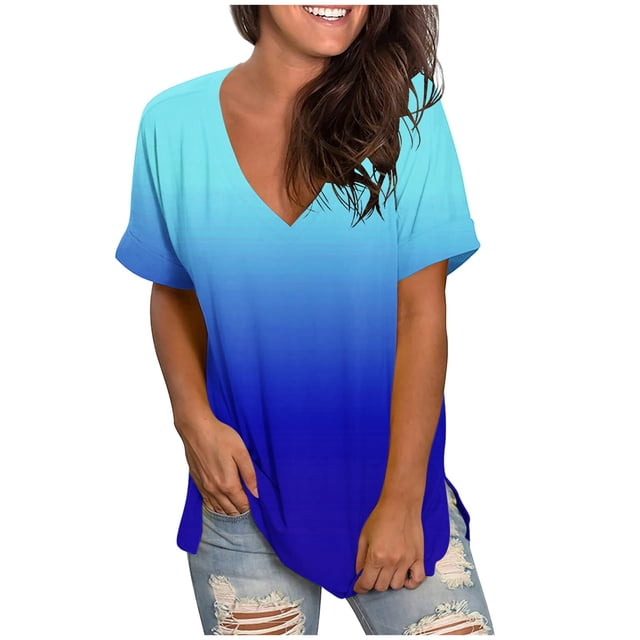 Birdeem T-Shirt Décontracté Mode Femme Col en V Manches Courtes Ample