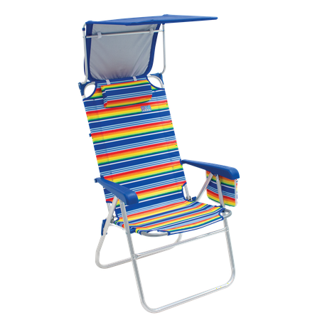 RIO Beach Hi-Boy Beach Chair with Canopy - Stripe (Best Beach Chair With Canopy)