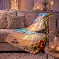 thumbnail image 6 of Christmas Sunset Beach with Palm Tree Lights, Festive Coastal Style for Beach Lovers, Wrapped Present Shore Scene and Christmas Gift, Cozy Flannel Blanket for Sofa and Bedroom, Holiday Home Decor, 6 of 9
