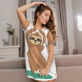 thumbnail image 3 of Honeii Cute Sloth In Yoga Pose Tree Print Women's Loose Short Sleeve Nightgown, Soft Cotton Sleepwear, Comfy Loose Fit Pajama Dress for Sleep and Lounge, 3 of 6