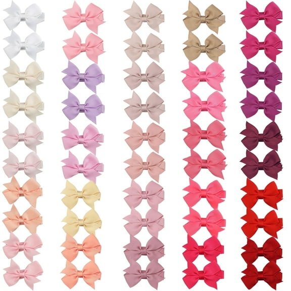 JOYOYO 50Pcs Tiny 2" Baby Hair Bows Fully Covered Barrettes Clips for Little Girls Infants Toddlers