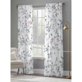 thumbnail image 4 of Spring Flowers Sheer Curtains 84 Inch Length 2 Panels Set Window Treatments, Blue Pink Floral Leaves Pastoral Botanical Rod Pocket Semi Curtains for Living Room/Bedroom/Kitchen Décor, 104"W x 84"L, 4 of 7