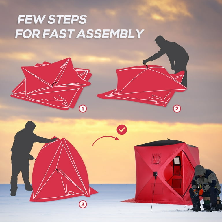 Portable Ice Shelter 1-2 Person Pop-Up Ice Fishing Tent, Outdoor Ice Shanty