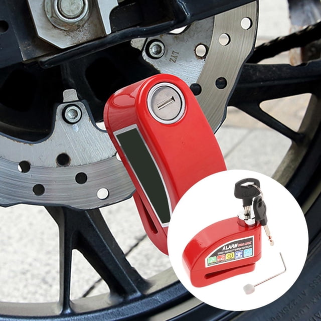 Bloqueo de de cicleta antirrobo resistente con de 110dB, de rueda de seguridad resistente , apto para bicicletas , Rojo