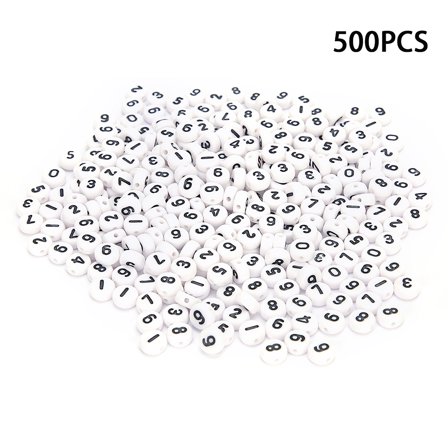 500pcs Mixed Black White Numbers Beads for Jewelry Making, 4x7mm Acrylic Plastic Round Number Loose Beads for Bracelets,Necklaces,Key Chains