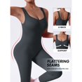 thumbnail image 5 of Gamivast Jumpsuit for Women Yoga Tummy Control Butt Lifting Running one Piece V Neck Ribbed Stretchy Soft Workout Jumpsuits Trendy Active Wear, 5 of 7