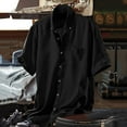 thumbnail image 6 of KTMKH Men's Cotton And Linen Solid Color Lapel Short Sleeved Casual Jacket, 6 of 7