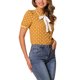 thumbnail image 4 of BLUSA DE LUNARES PARA MUJER INSPIRE CHIC CON CUELLO PETER PAN Y LAZO EN LA MANGA CORTA TALLA XS AMARILLO, 4 of 6