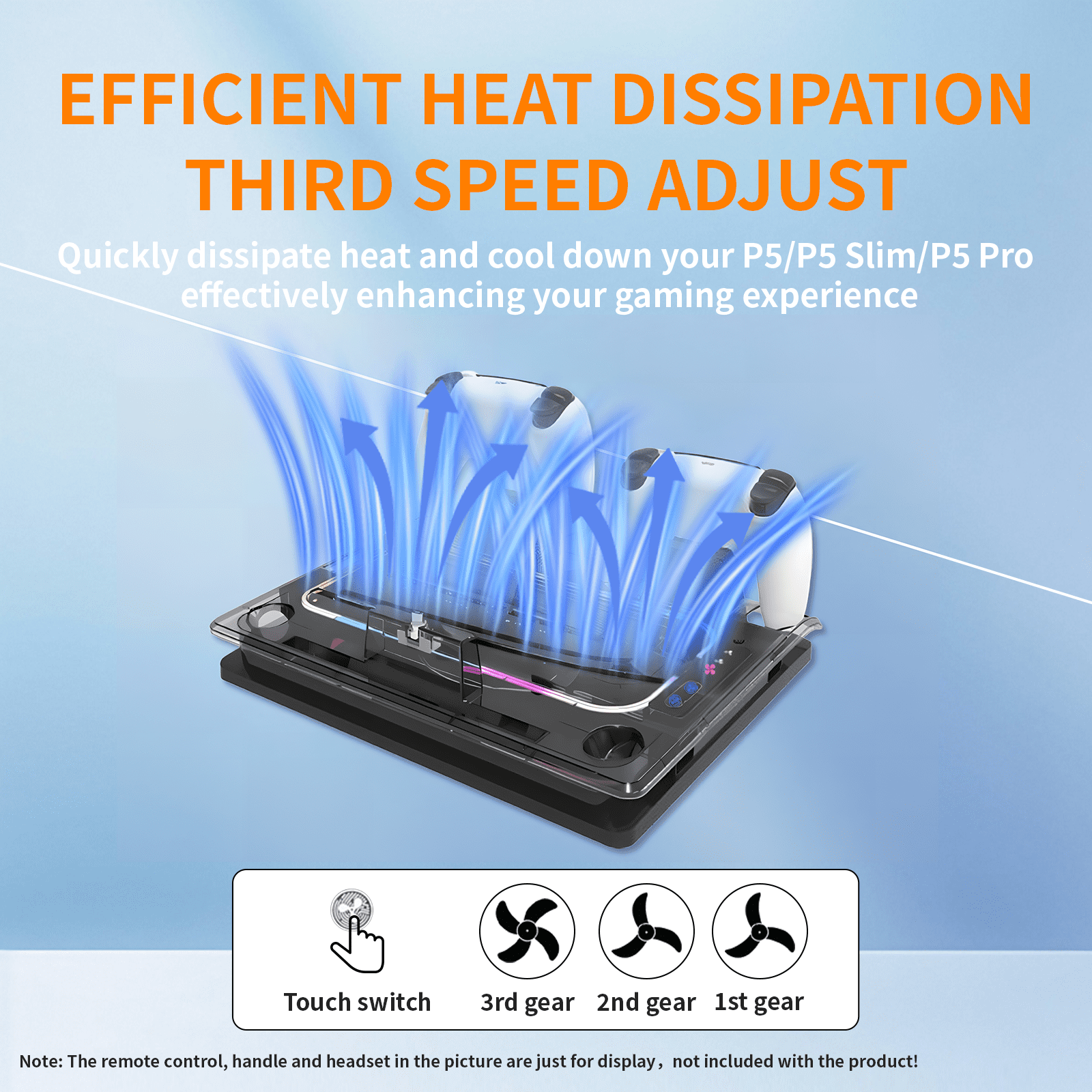 PS5 Cooling Station Fan, PlayStation Portal Charger for PS5 Stand and Cooling Station ,with RGB LED Controller Charging Dock Accessories, for PS5 Edge Controller and PS Portal Charger, Headset