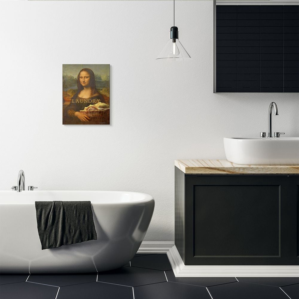 Stupell Industries Mona Lisa Laundry Funny Classic Painting Design Canvas Wall Art by Patrick Reid O'Brien