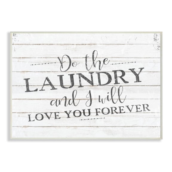 Stupell Industries Do The Laundry Bathroom Black And White Word Design Wall Plaque Art by Kimberly Allen