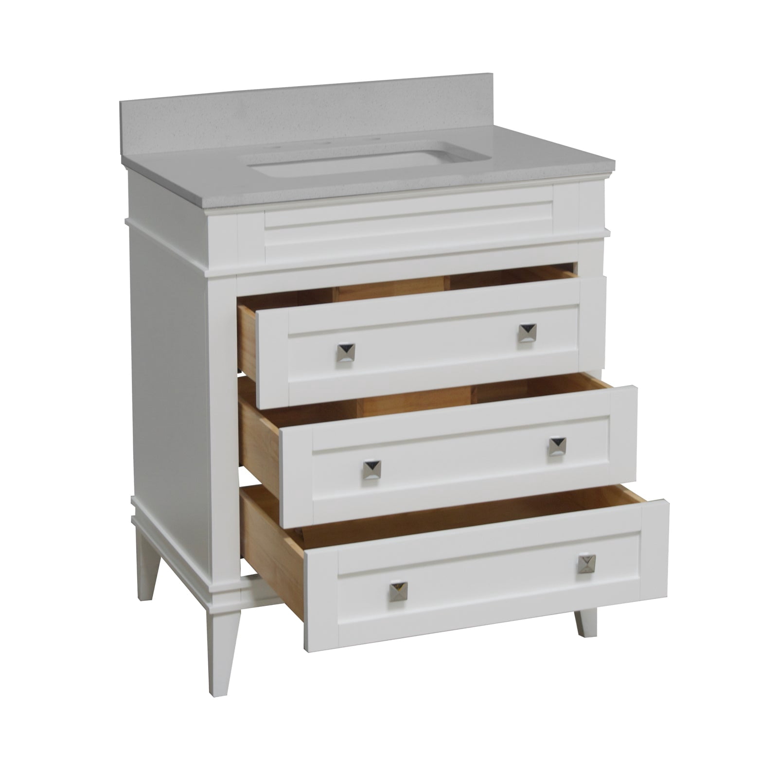 Eleanor 30" Bathroom Vanity with White Cabinet and Quartz Top