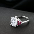 thumbnail image 4 of Gem Stone King 925 Sterling Silver Red Created Ruby Ring Set with Oval Moissanite (5.65 Cttw) (Size 8), 4 of 4