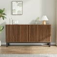 thumbnail image 3 of Yeahumalia Large Sideboard Buffet Cabinet with Storage, Mid Century Modern Accent Credenza with 4 Fluted Doors for Living Room, Kitchen, Entryway, Hallway - Oak, 3 of 8