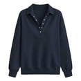 thumbnail image 4 of Womens Mock Neck Long Sleeve Pullover Sweatshirt Button Front Loose Relaxed Fit Casual Ribbed Cuffs and Ribbed Hem Cozy Classic Everyday Fall Winter Sweatshirt Tops, 4 of 7