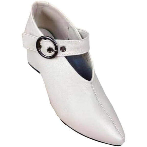 EXNOVFCComfortable Block Heel Women's Shoes with Ankle Buckle - Stylish, Versatile Pointed Toe Party and Work Shoes