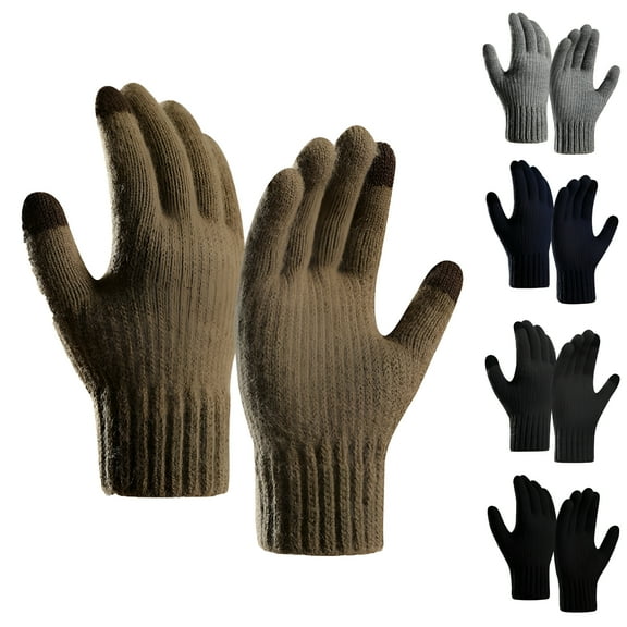 TELOLY 1 Pair Men'S Alpaca Wool Cold Knitted Touchscreen Gloves Weather Snow Winter Riding Gloves