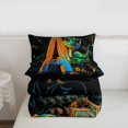 thumbnail image 4 of meiyoeat Dinosaur Letter A Print Full Size Comforter Sets for Boys Girls, Cartoon Dino Graffiti Bedding Comforter Set, Black Reversible, 3-Piece, 1 Comforter and 2 Pillowcases, 4 of 6