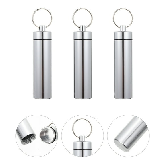 KONTONTY 3Pcs Portable Aluminum Travel Toothpick Holder Silver Case for Everyday Use