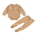 thumbnail image 3 of Baby Boy Girl Winter Clothes Toddlers Ribe Warm Rompers and Wrap Feet Pants Set, 3 of 7