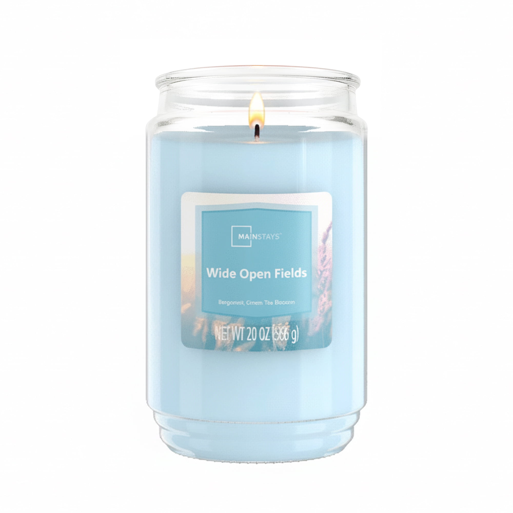 (4 pack) Mainstays Single-Wick Scented Glass Jar Candle, Wide Open Fields, 20oz.
