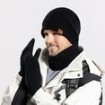 thumbnail image 2 of 3 Pcs Men Winter Beanie Hat Casual Scarf and Touch Screen Gloves Set for Men, 2 of 7