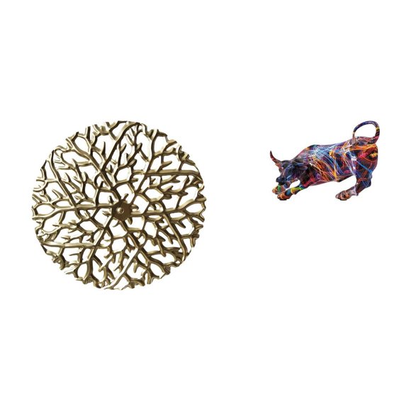 Escultura Rústica De Pared De Hierro Y Figuras Modernas De Toro De Resina, Colección Artística Para Sala De Estar, Decoración De Oficina, Placa Colgante 3D Y Coloridas Estatuas De Animales